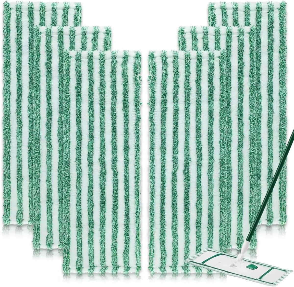 Mop Pads - Vervangende Pads - Vloeren Schoonmaken - Absorberend Ontwerp - 6 Stuks - Wit & Groen