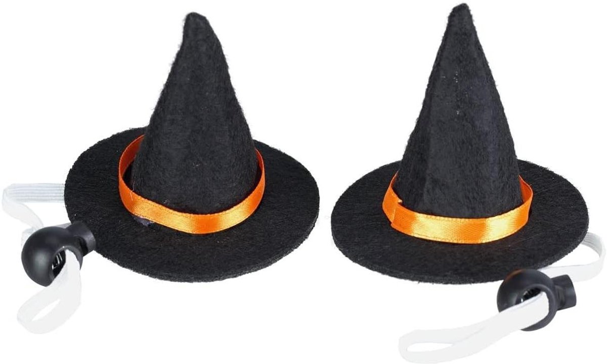Huisdier Heksenhoed - Hond Kat Hoedje - Halloween Versiering - Rekbaar Materiaal - 2 stuks - Zwart