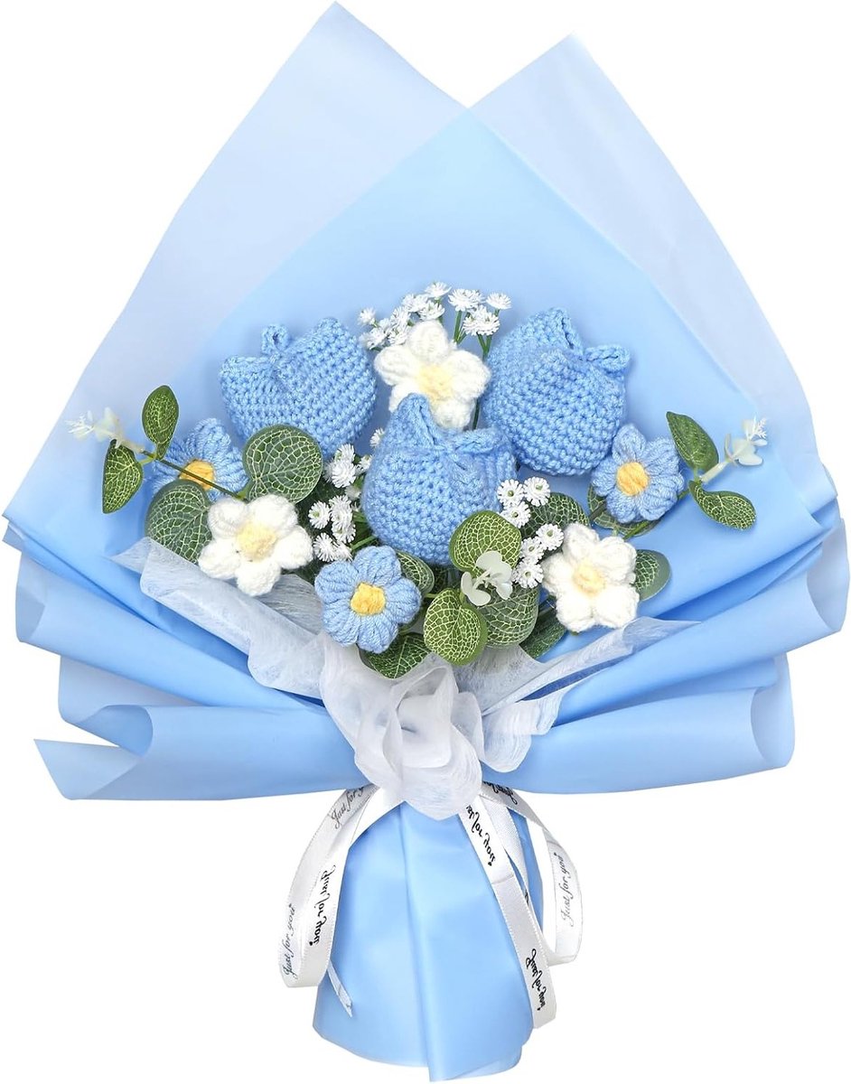 Kunstmatige Tulpen Bloemboeket - Gehaakte Bloemen voor Moederdag, Vrienden en Familie, Perfecte Decoratie en Cadeau Ideeën