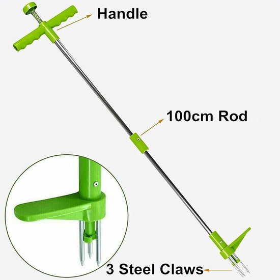 Standing Weed Removal Tool with 3 Stainless Steel Claws - Garden Manual Weed Puller with 100cm Handle van Fiskars — afbeelding 2