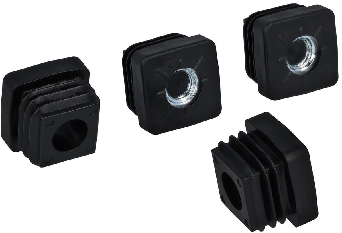 Dop voor Vierkante Buizen - Buisdoppen Plastic - Meubels Verstellen - Metrisch Schroefdraad - 25 x 25 mm M10 - Zwart