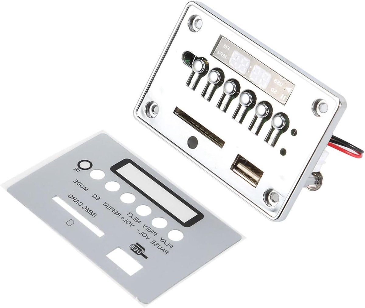 Audio Decoder Module - Bluetooth Ontvanger - Muziek Afspelen - FM Radio Functie - 12 Volt - Zilver