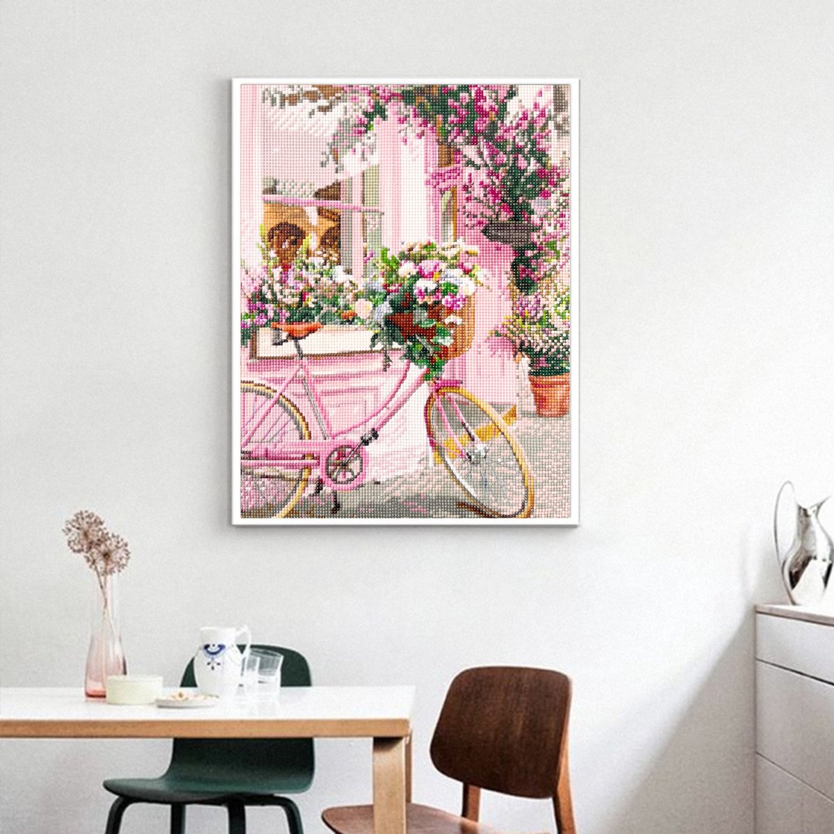 Rubye® Diamond Painting Volwassenen - Diamond Painting Kinderen - Diamond Painting Pakket Volledig - Bloemen Fiets - 30x40cm — afbeelding 4