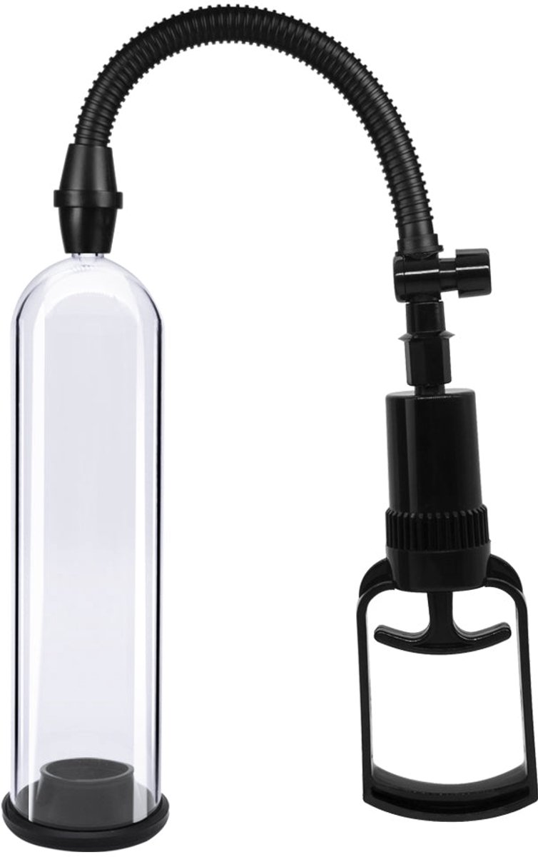 Essentials - Handmatige Penis Pomp met Sleeves - 21 cm - Transparant/Zwart