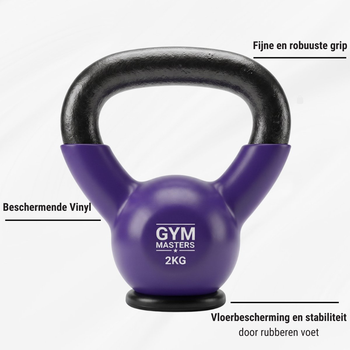 Gym Masters Kettlebell 2 kg – Vinyl Kettlebell met Rubberen Bodem – Optimale Vloerbescherming & Veilig Trainen – Premium Grip – Thuis Fitness – foto 2