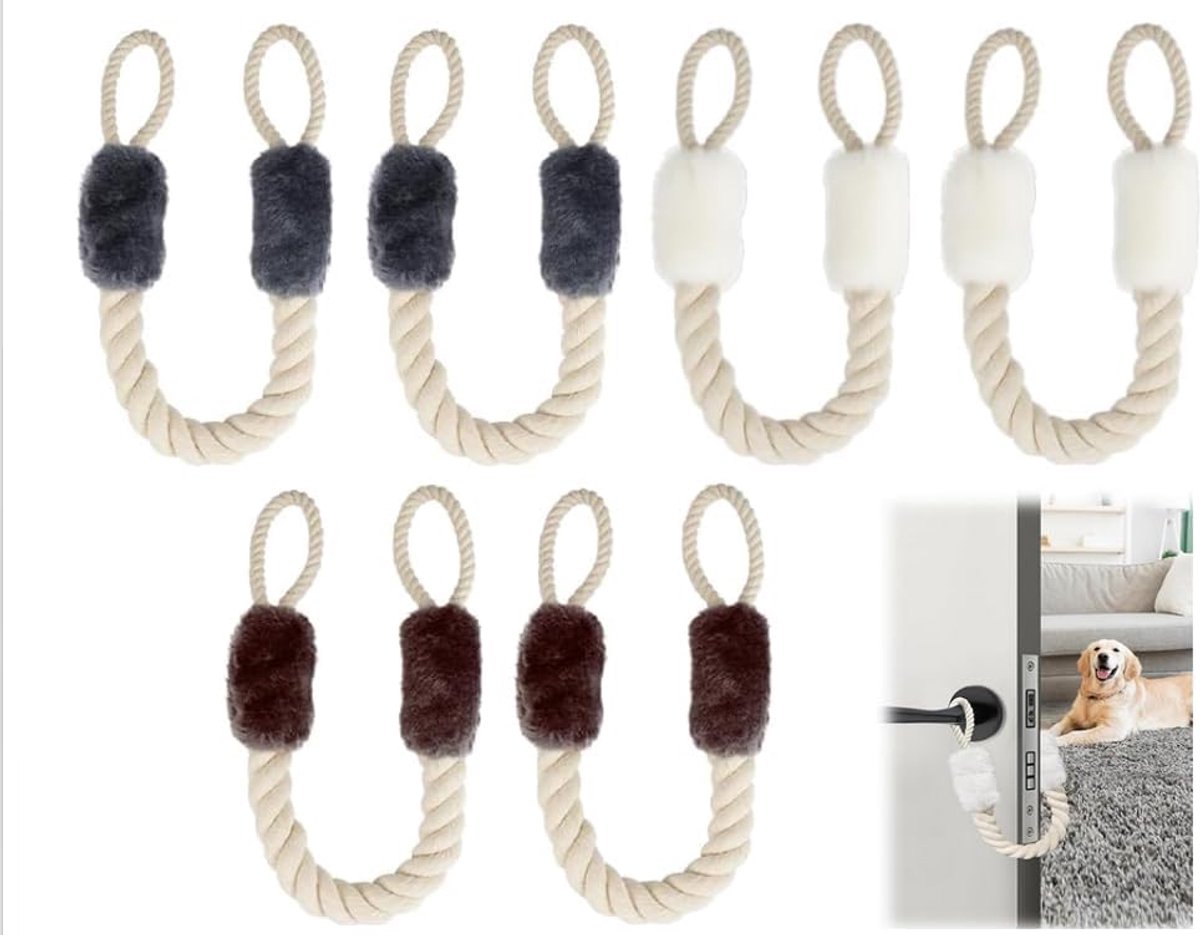 6 x Door Cord Clamp - Bescherming - Katoenen Deurstopper - Latch Bescherming - 60 cm Deur Cord Plug - Deurstopper Clamp Bescherming voor Deuren