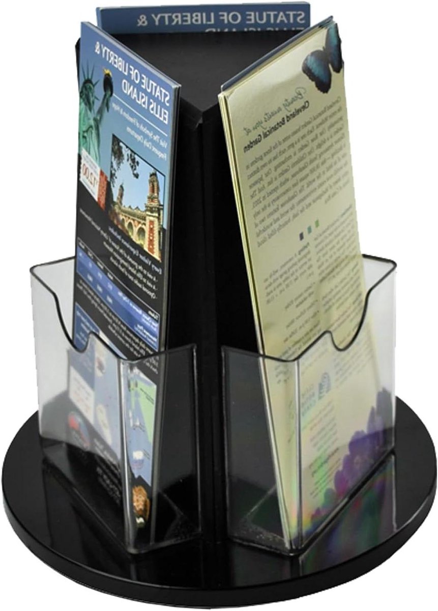 Brochure Houder - Display Rek - Informatie Tonen - Draaiende Basis - 9 Inch Diameter - Zwart