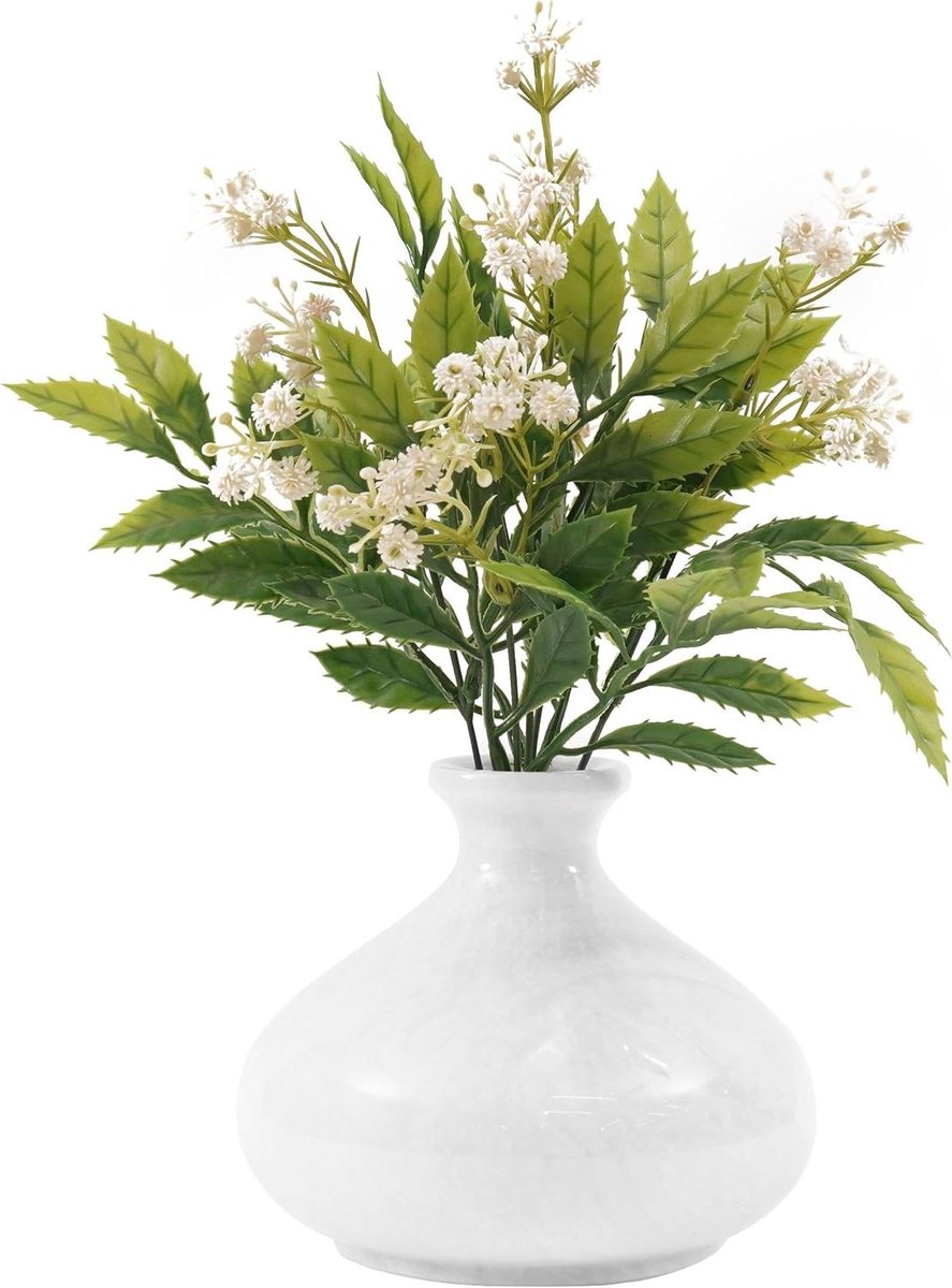 Marmeren Vaas - Bloemenvaas Decoratie - Woonkamer Aankleden - Handgemaakt Natuursteen - 155 cm - Wit