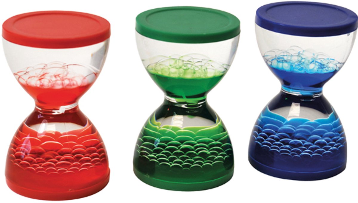 Eduplay bubbel zandloper speelgoed set - kleurrijke vloeistof timer 3 stuks.