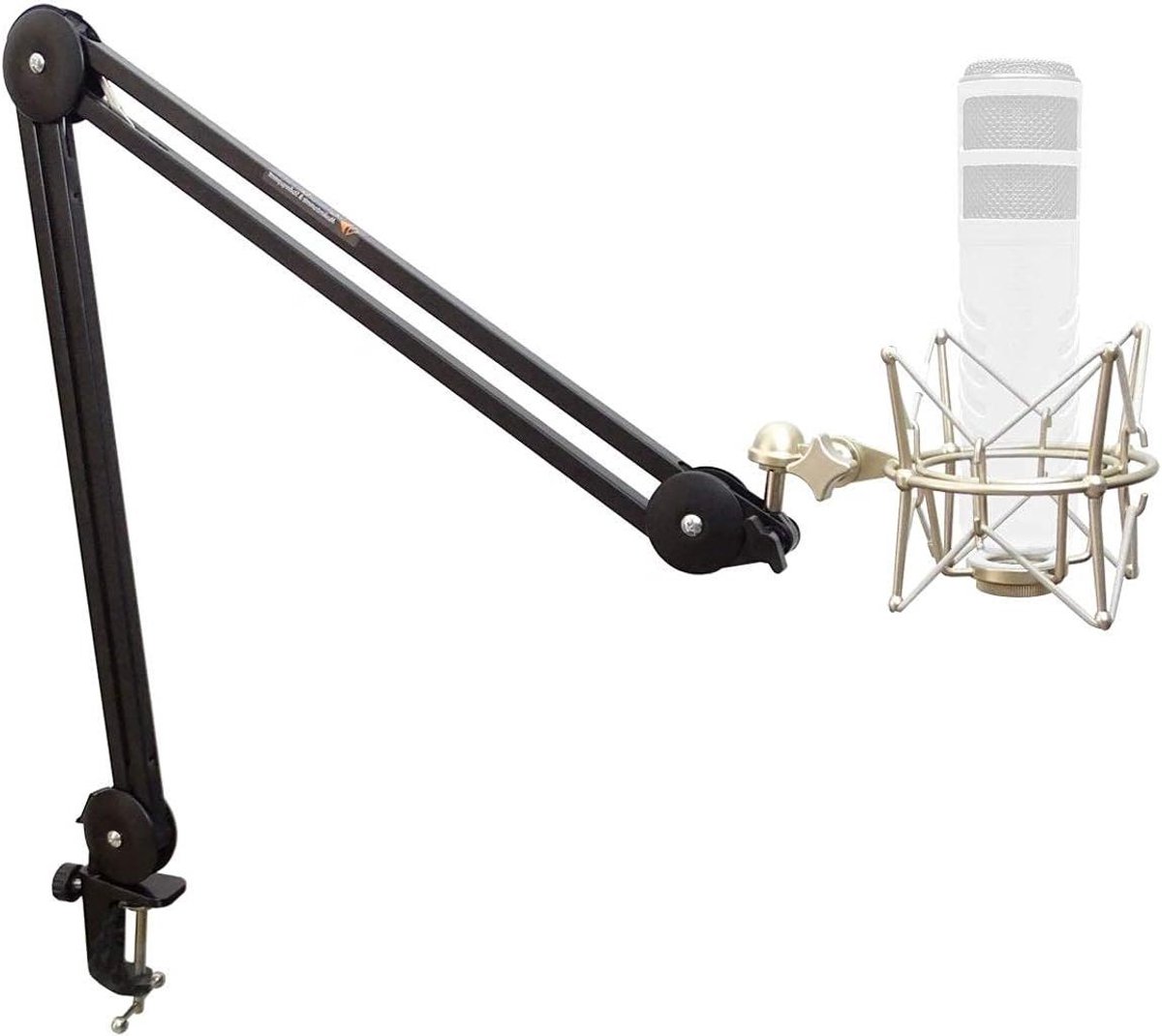Microfoonarm Statief - Scharnierarm Tafelklem - Thuisstudio Opnames - Robuust Metalen Frame - Tot 50mm Tafel - Zwart