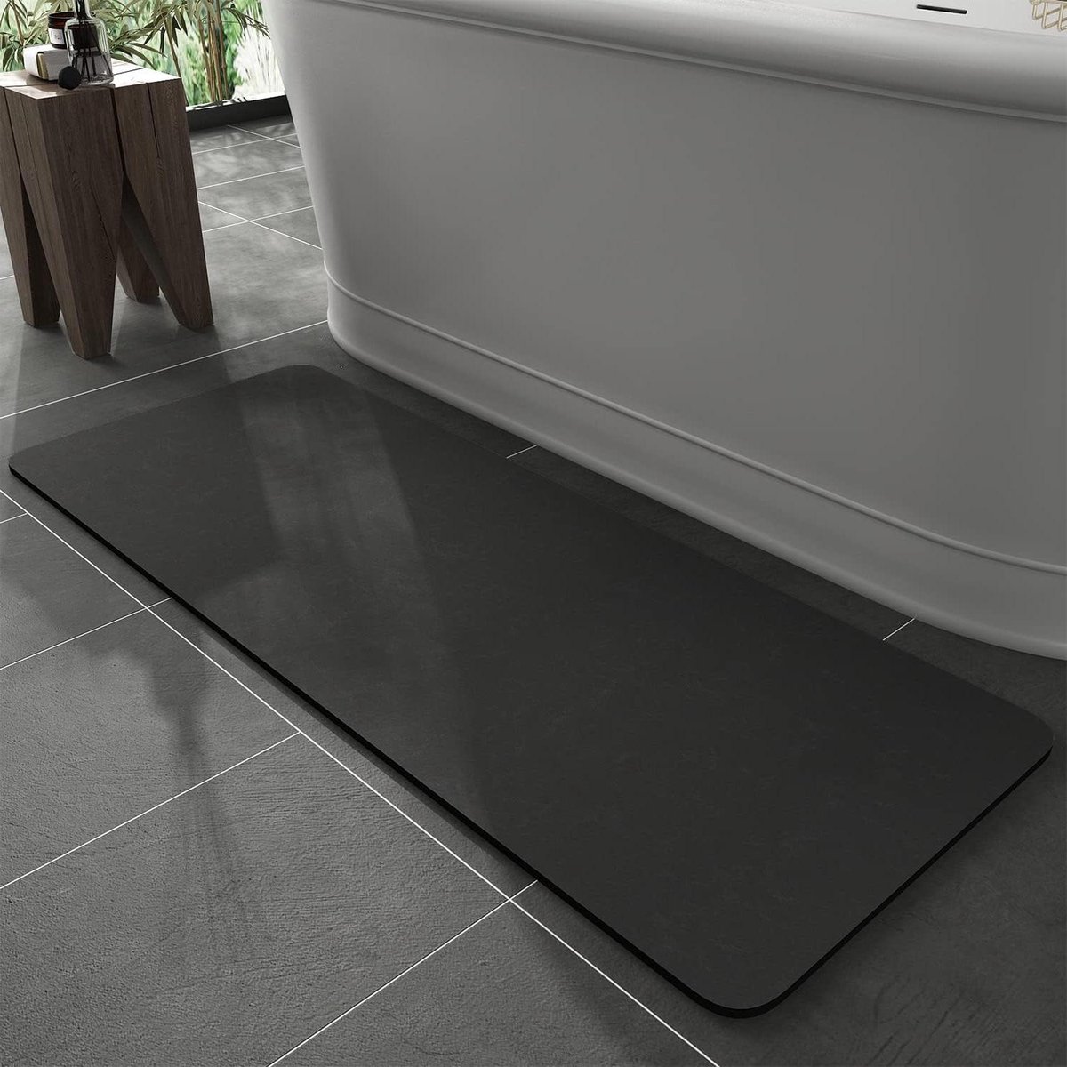 Badmat Sneldrogend - Douche Tapijt Vloermat - Badkamer Veiligheid - Rubberen Antislip Onderkant - 24" X 48" - Donkergrijs
