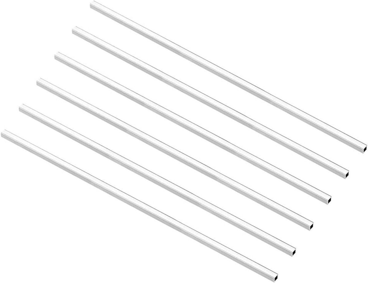 6Pcs 6063 Aluminium Vierkante Buizen 6mmx6mmx1mm Wanddikte 300mm Lengte, Naadloze Buizen voor Machineconstructie en DIY Projecten