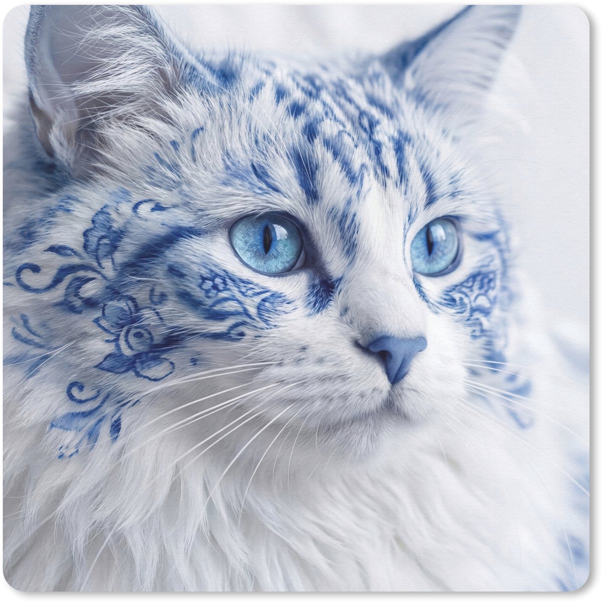 Muismat 30x30 cm - Mousepad Kat - Patroon - Blauw - Muismatten