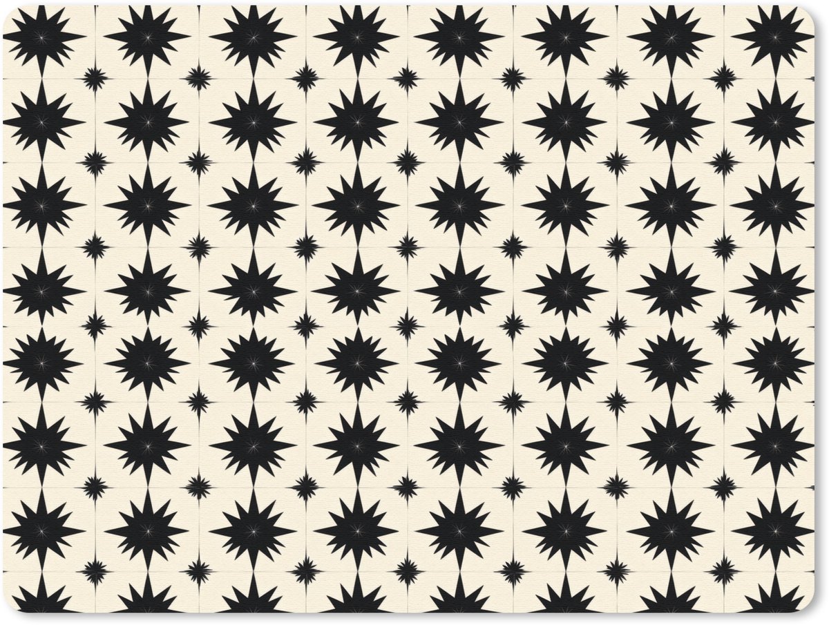 Muismat 12x10 cm - Mousepad Stervormen - Geometrisch - Zwart - Muismatten