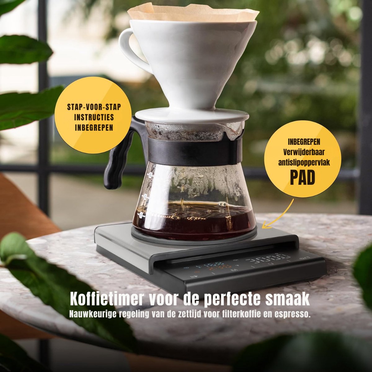RONN® Koffie Weegschaal - Weegschaal - Scale - Zilver/Zwart - Max 3000 Gram - Zwart/Zilver - 24cm x 17cm x 5cm