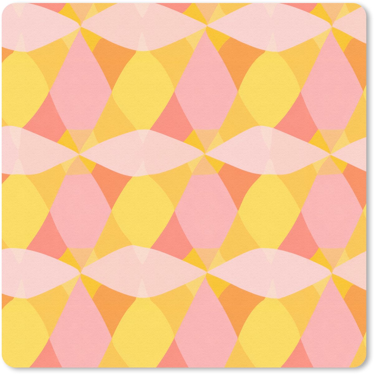 Muismat 30x30 cm - Mousepad Kleurrijk - Ruitpatroon - Bladvormen - Muismatten