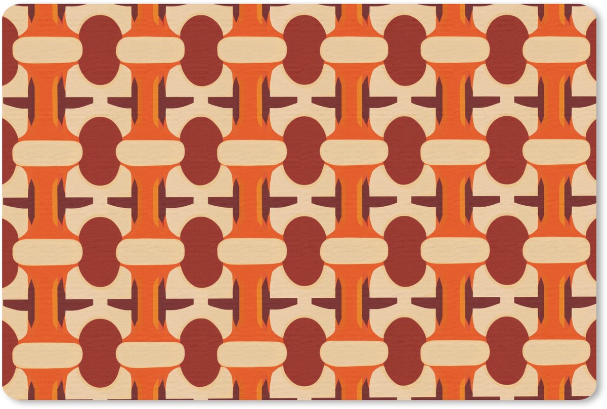 Muismat 13x8 cm - Mousepad Geometrisch - Retro - Oranje - Muismatten