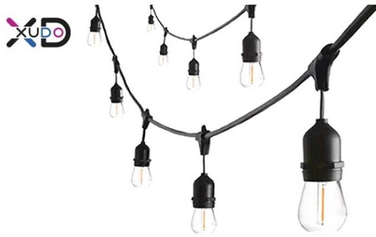 LED Prikkabel 10 Meter – Inclusief 10x 1W E27 LED Lampen – Warm Wit.