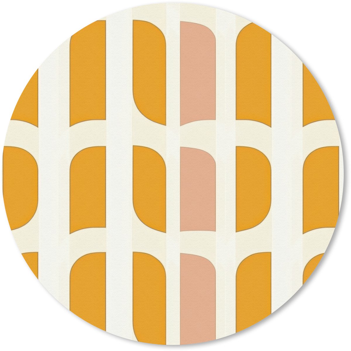 Muismat rond 30x30 cm - Mousepad Geometrisch - Patroon - Geel - Roze - Ronde muismatten