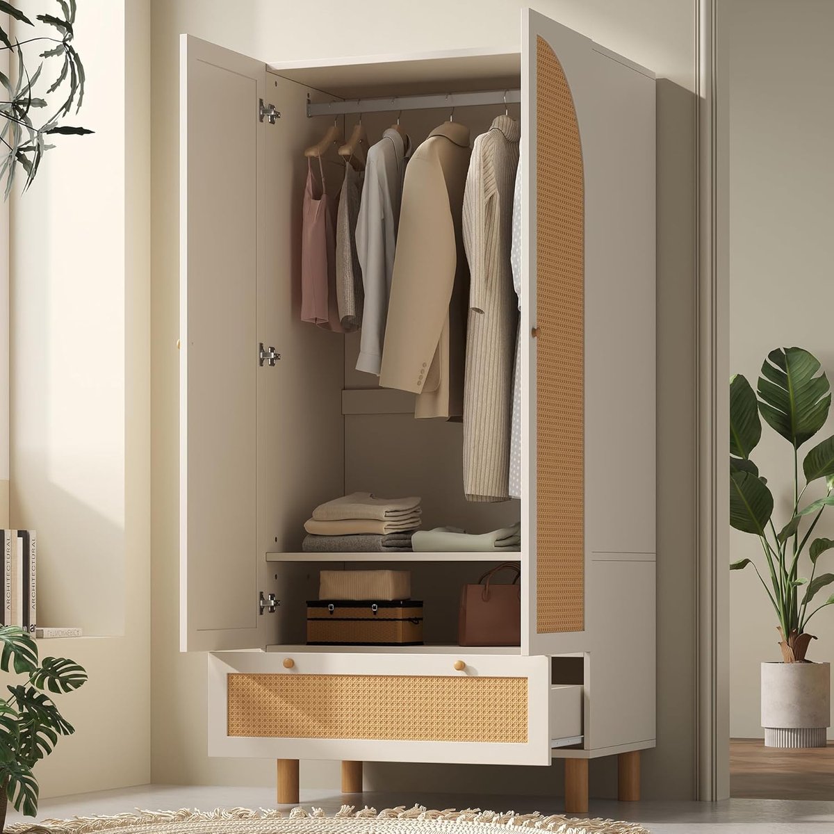 Luxe Kledingkast – Wit – 180x85x52 cm – Industrohome