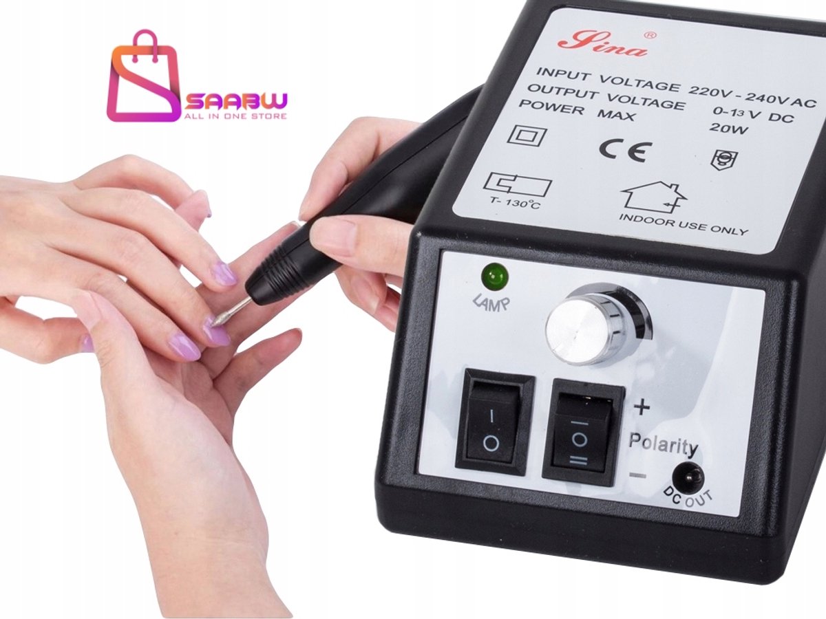 SAABW Nagelfrees Manicure Pedicure - Professionele Elektrische Nagelvijl - 20000 RPM - 6 Frezen - Thuis & Salon - Zwart - nagels - nagelvijl - nagelvijl electrisch - 63997 - 78588