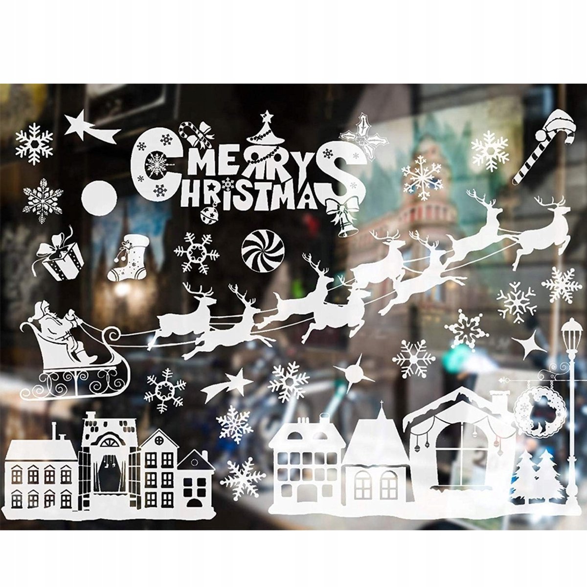 Hangzhou A Link Star Technology - Feestdeurdecoratie - Kerst Thema - Zelfklevend - 35cm x 50cm