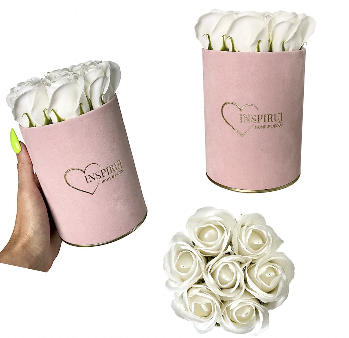 Inspiruj Serie - Flowerbox met Zeepbloemen - Wit - Roze Bloemen
