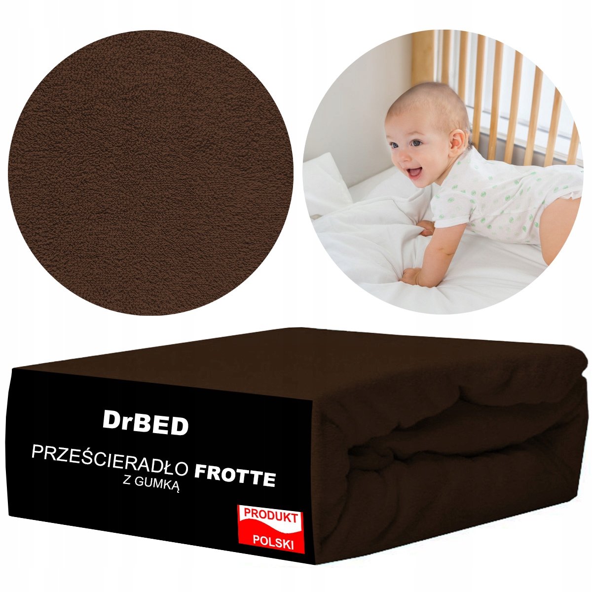 DrBED - Lakentje - Frotte - 60x120cm - Donkerbruin - Ademend