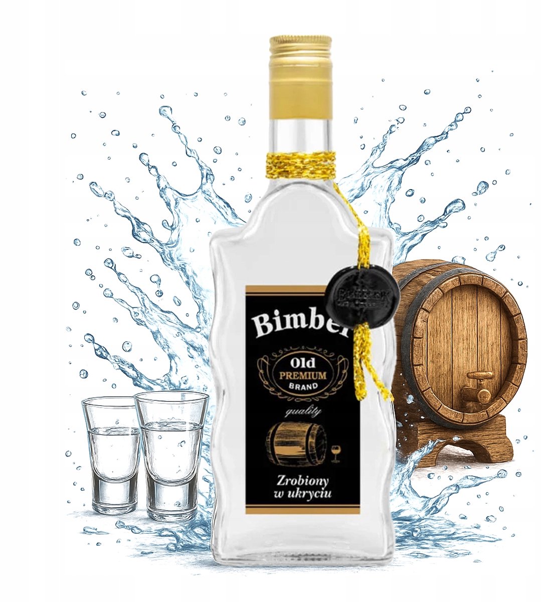 Bimberek FALA Serie - Decoratieve Glazen Fles - 500ml - Uniek Golfvormig Ontwerp - Inclusief Dop