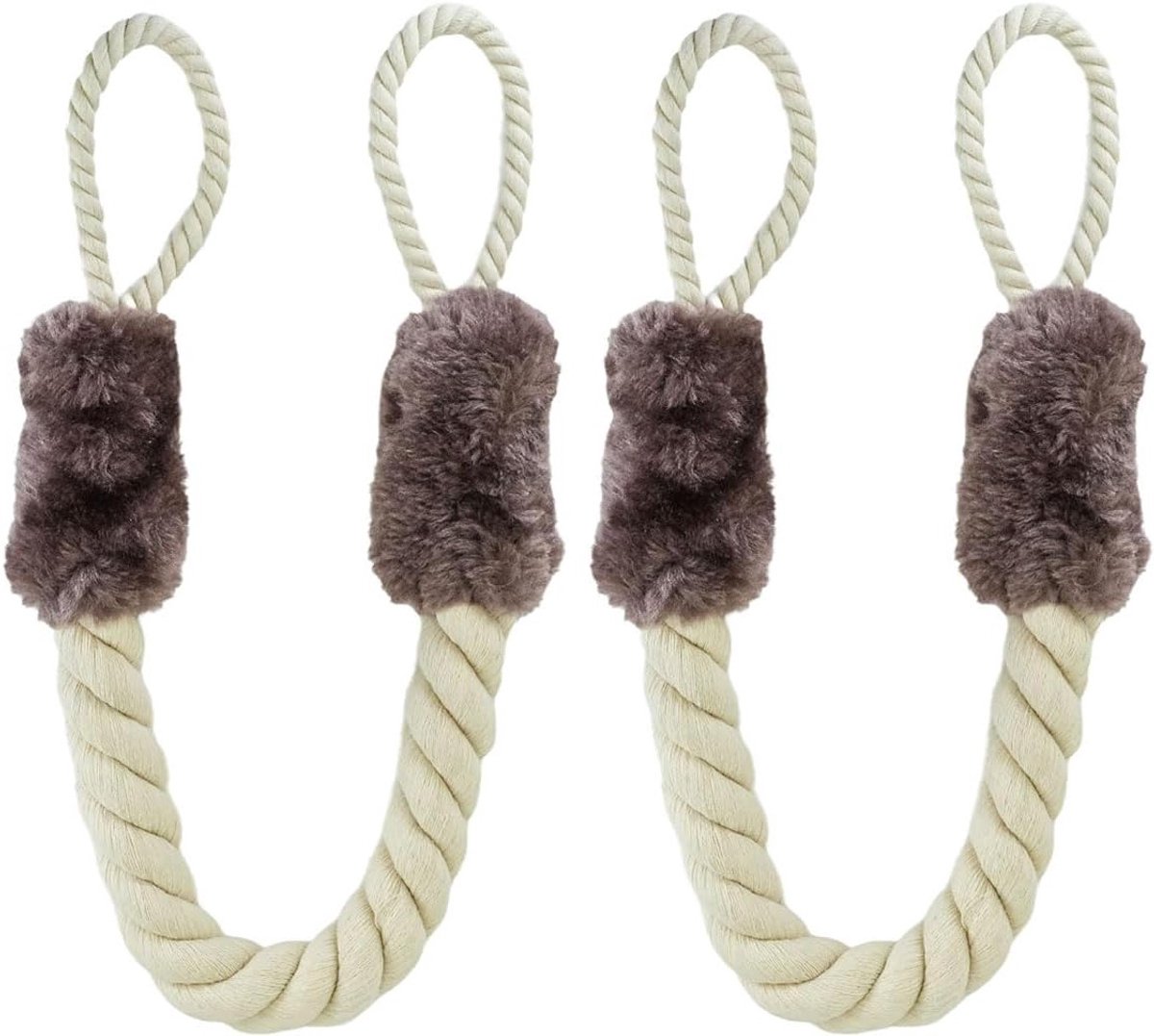 2 Stuks Deurkoord Klemmen, Veiligheidsbescherming voor Kinderen en Huisdieren, Katoenen Deurstopper en Vingerbescherming, 60 cm Bruin