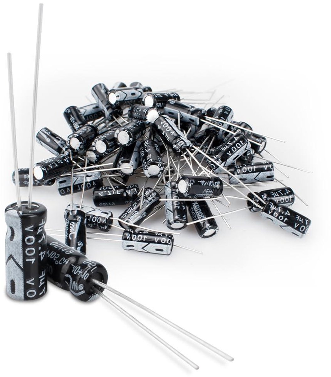 Elektrolytische Condensatoren - Aluminium Condensatoren - Schakelingen Repareren - Breed Temperatuurbereik - 4.7uF 100V - Zwart
