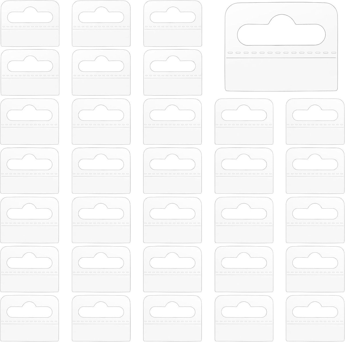 200PCS Zelfklevende Hangtags - Duidelijke Plaktabs voor Wandbevestiging - Slotgat Sticker Hanger Tags voor Verkoopartikelen - Display Hangtabs voor Winkel Retail Display - 4.2cm x 3.3cm