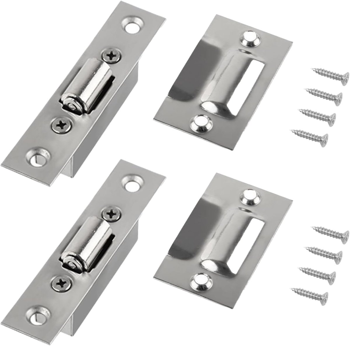 2pcs RVS Ball Snappers - Verborgen Deursnapper - Thuis Deur Verstelbare Veerwielen Snapper 20mm met Schroeven voor Deuren van Keukens - Slaapkamers - Badkamers