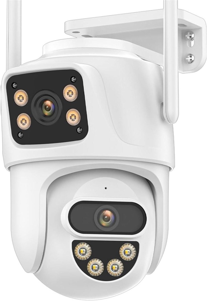 Beveiligingscamera Buiten - WIFI Camera - Huis Beveiligen - Dubbel Beeldscherm - 4K 8MP - Wit