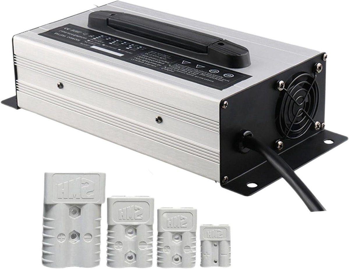 Acculader - Intelligente Lader - Voertuigen Opladen - LCD Scherm - 1200W - Zilver