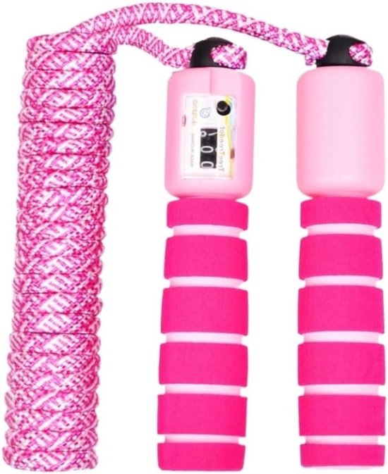 Springtouw Met Teller - Fitness Touw - Cardio Training - Verstelbare Lengte - 2.8 Meter - Roze