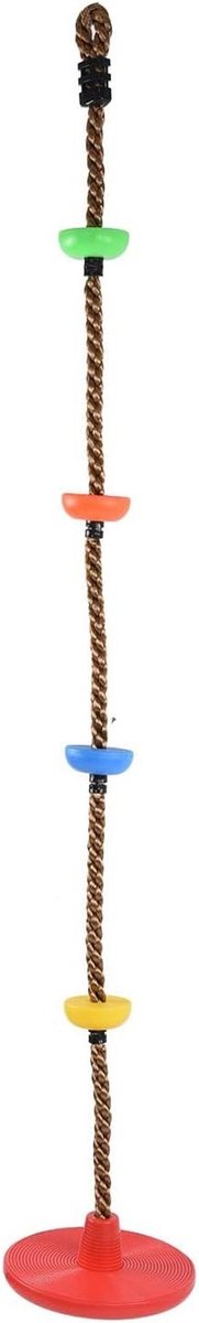 Kleurrijke Disc Swing Seat met klimtouw voor kinderen - Ronde schommel voor binnen/buiten spelen, perfect voor tuinen, par en achtertuinen - High Gth Plastic