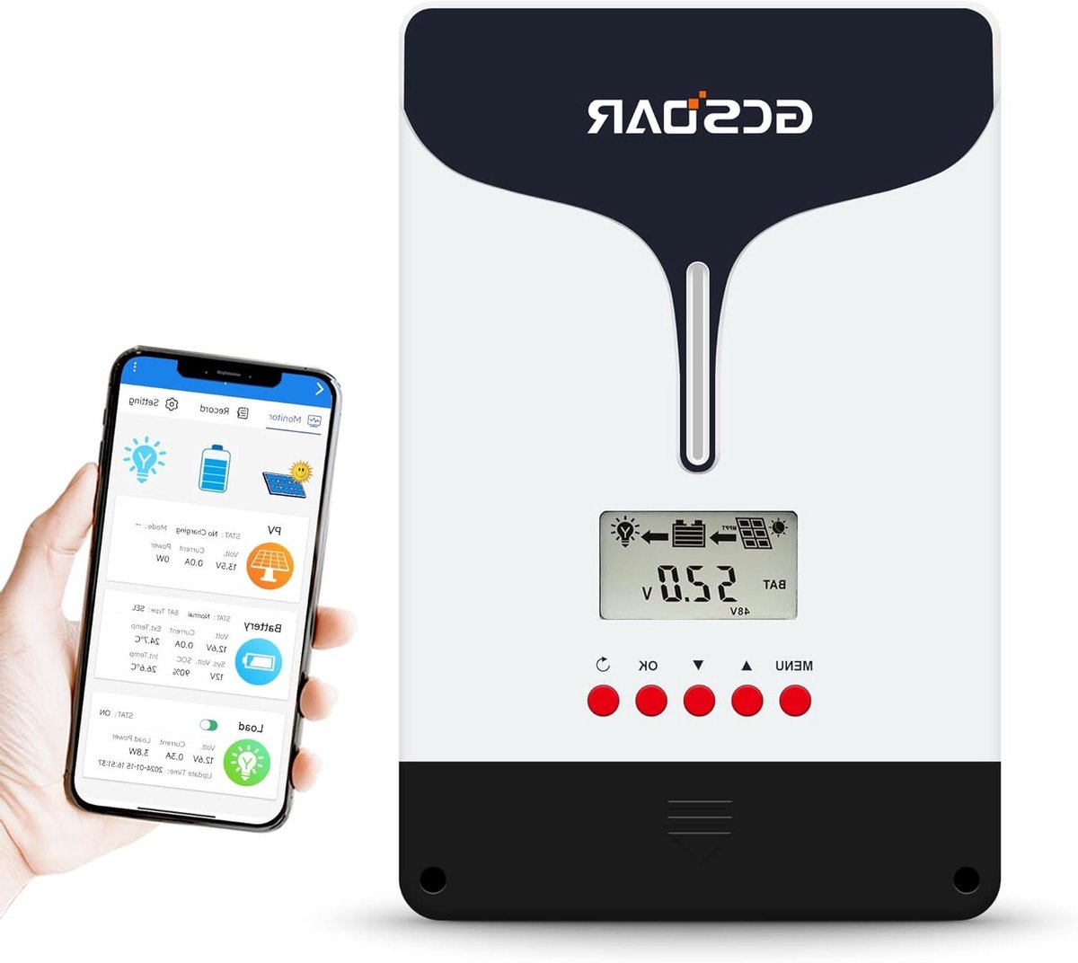 MPPT Laadregelaar - Zonne Energie - Batterij Laden - Hoge Efficiëntie - 100 Ampere - Zwart