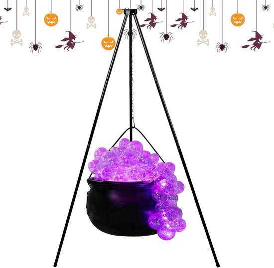Heksenketel Decoratie - Feestelijke Ketel - Halloween Sfeer Creëren - Oplichtend Effect - 30 x 30 cm - Zwart