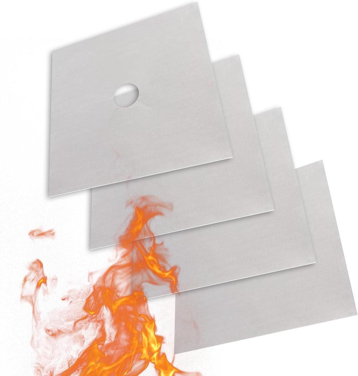 Kookplaat Beschermers Brander Covers Keuken Schoonhouden Hittebestendig Ontwerp 4 Stuks Zilver