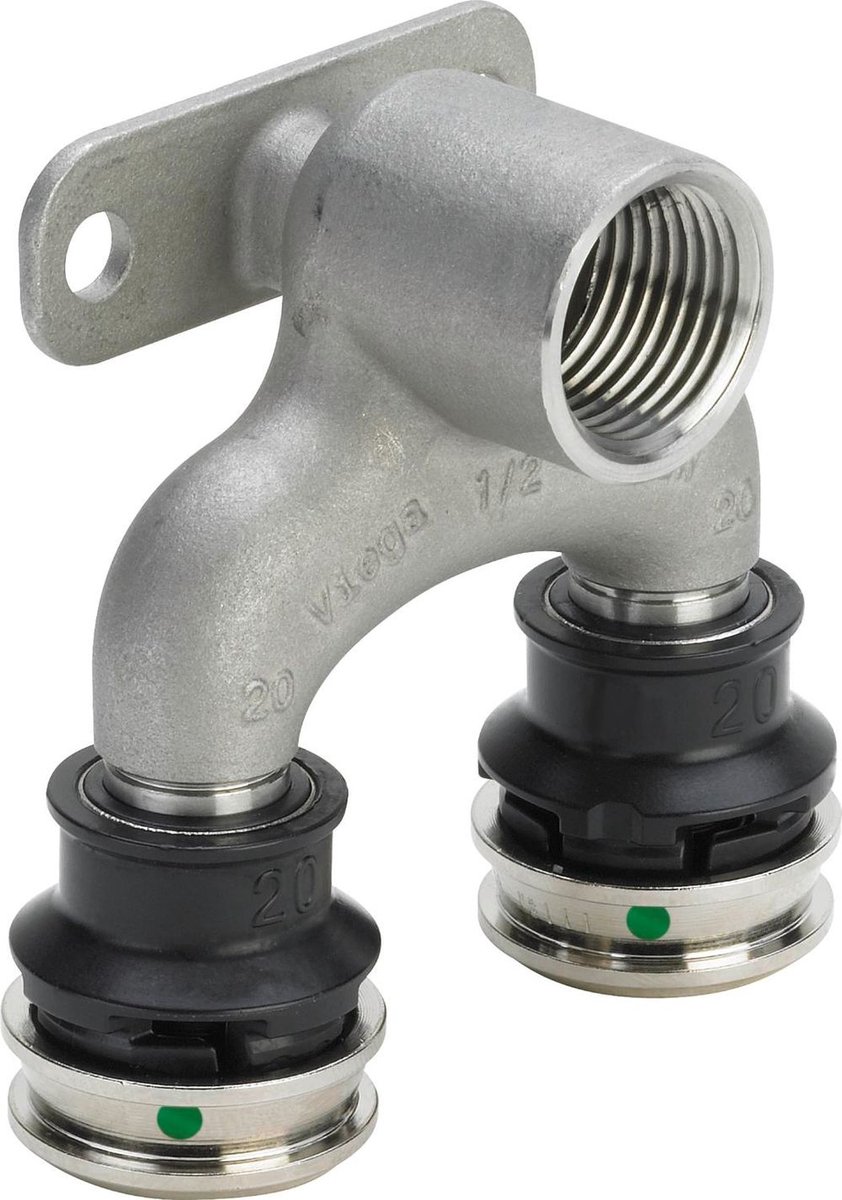 Viega Raxinox-dubbele wandschijf, d1 16, Rp 1/2, d2 20 roestvrij staal model 4425.7, 723279