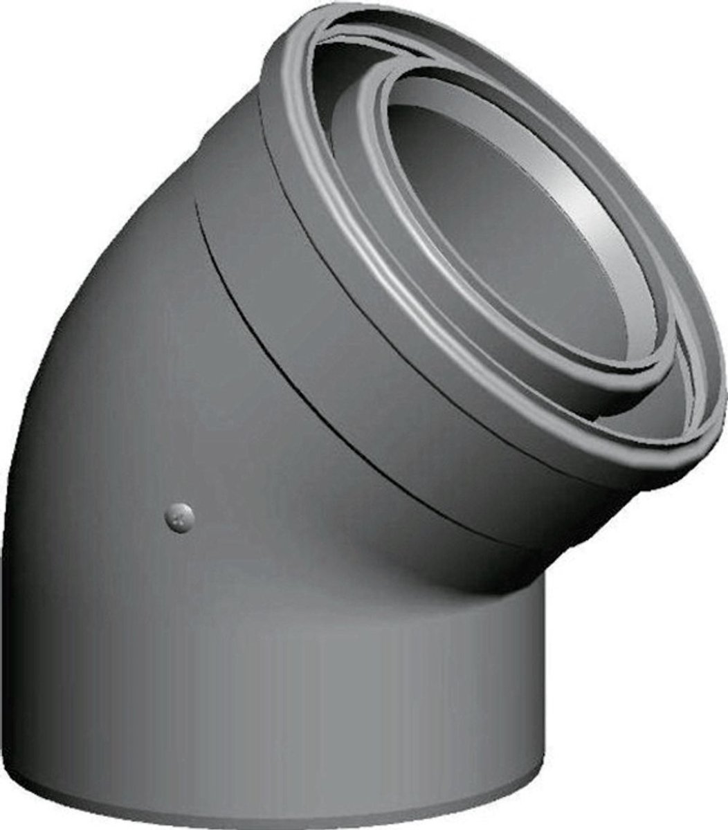 Wolf Rookgasbocht DN110/160 concentrisch 2 stuks, 45 graden, van PP, 2651545