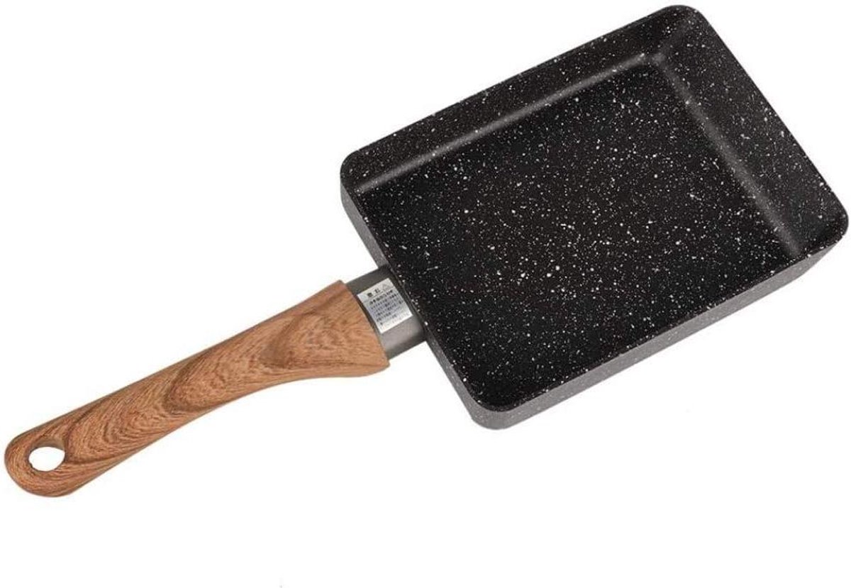 Omeletpan Vierkant Kleine Koekenpan Ontbijt Maken Gietijzeren Pan 35.5 x 13 cm Zwart