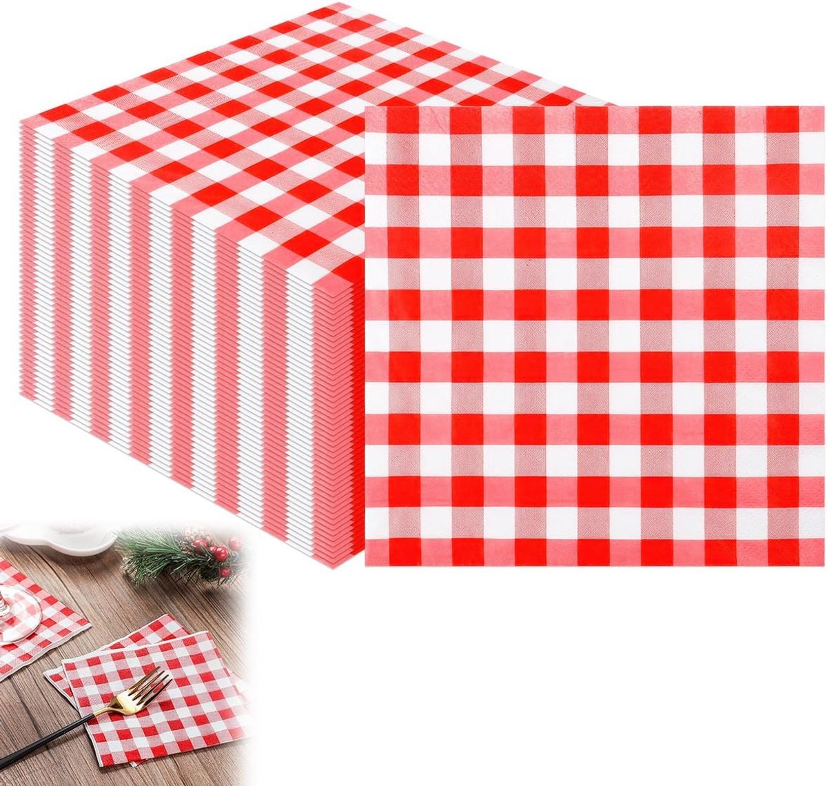 Servetten Papieren - Servetten - Tafel Servetten - Papier - Papieren Wegwerp Servetjes - Feestservetten - Voorjaar Servetten - Lunch/Diner Tafel Decoratie - 2 Laags - Rood, Wit - 25 x 25 cm - 80 Stuks - van Imperatoris