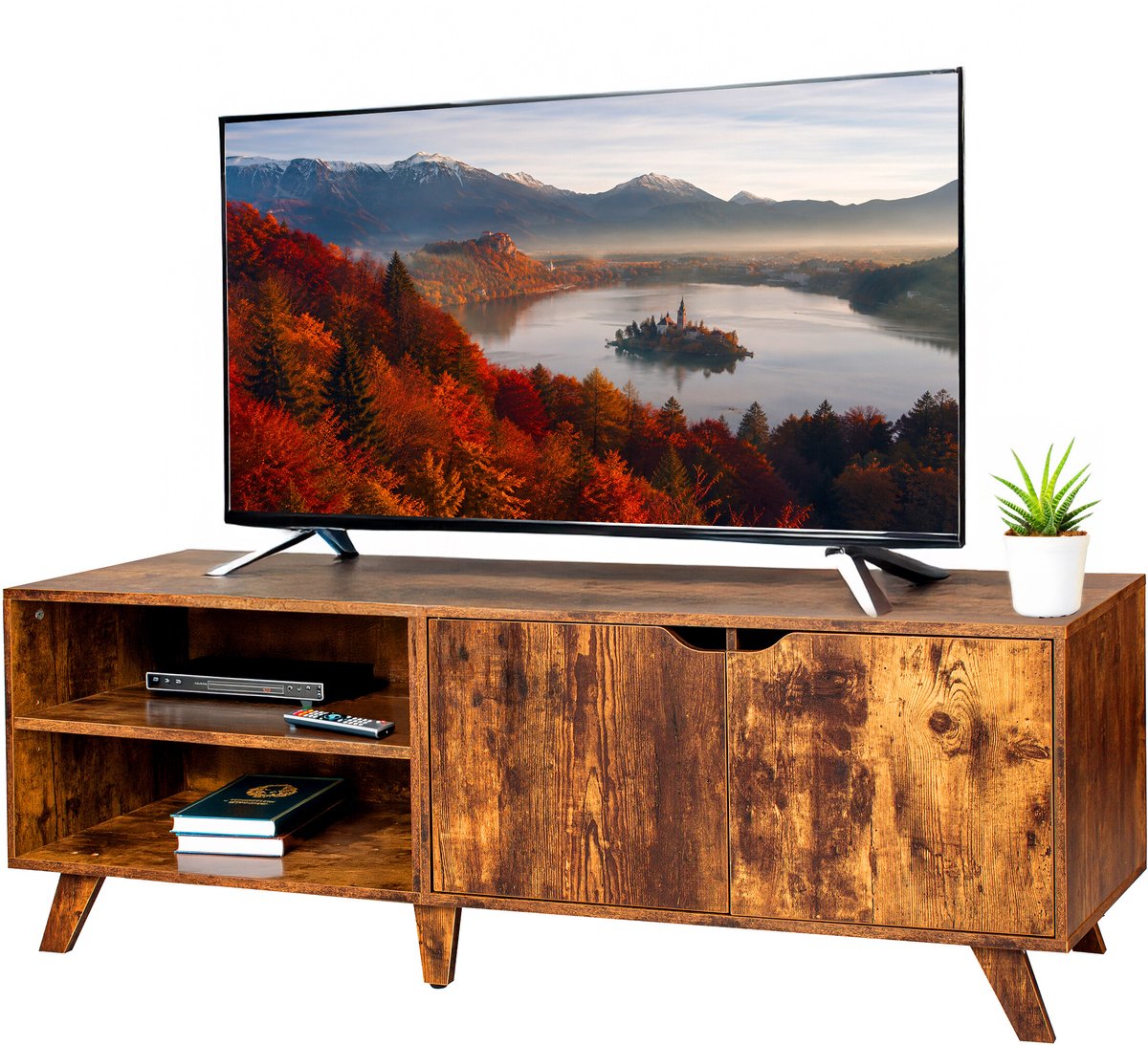 Relaxdays Tv-kast - 50 x 140 x 40 cm - met kabeldoorvoer - bruin