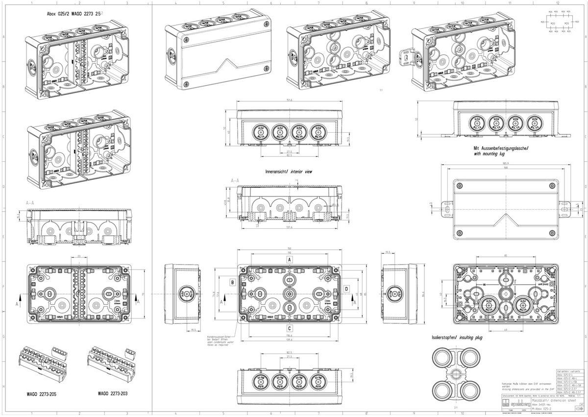 Spelsberg Abox 025/2-L/w Aftakkast (l x b x h) 87 x 152 x 52 mm Wit IP66 1 stuk(s)