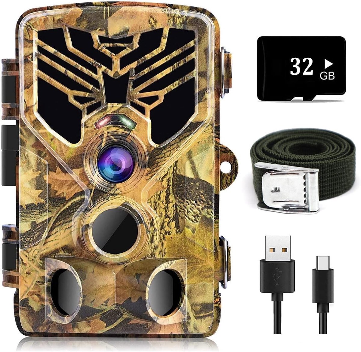 Wildcamera - Nachtzichtcamera Fotoval - Dieren Observeren - 4K Video Bewegingsmelder - 120 Graden Hoek - Geel