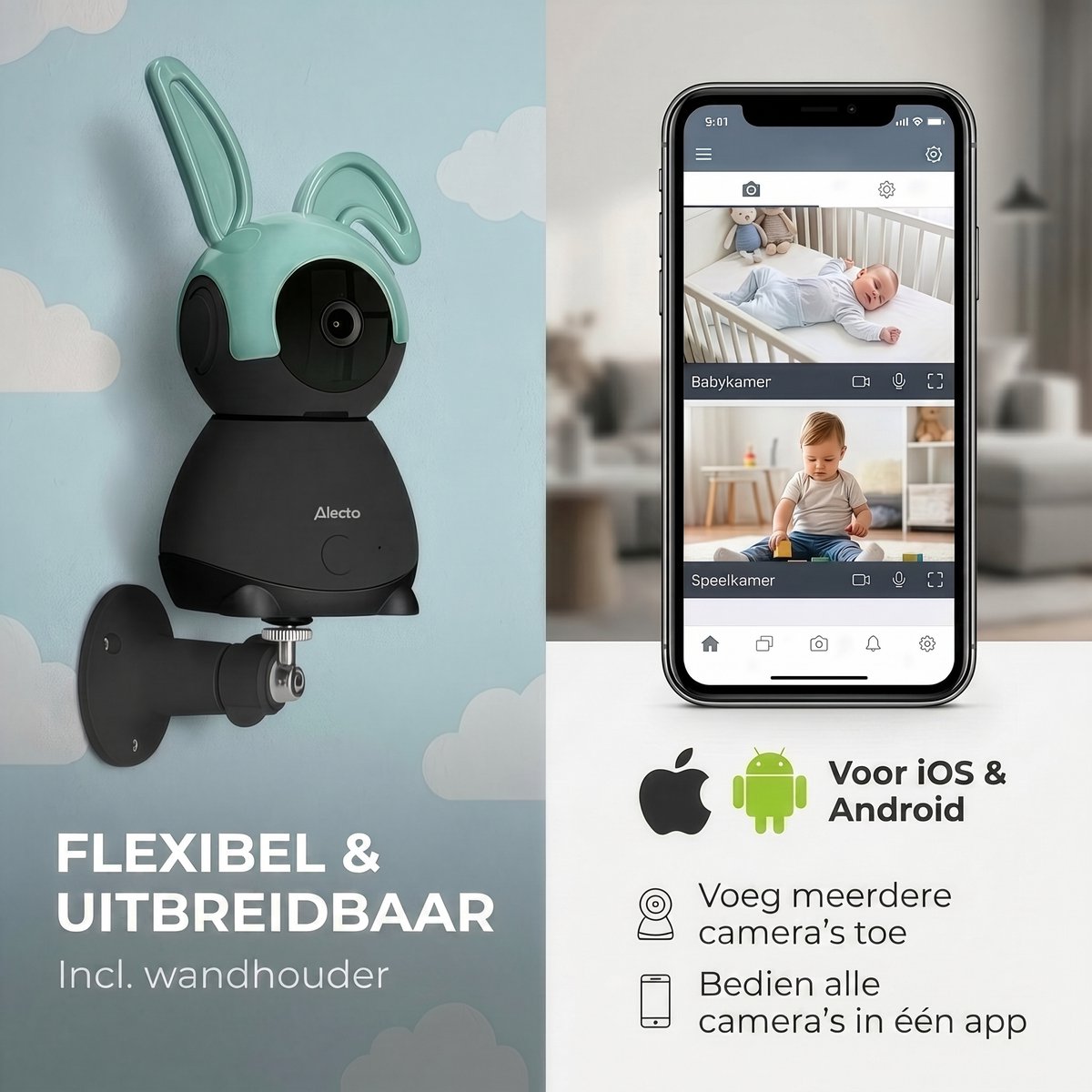 Alecto SMARTBABY10BK Wifi Babyfoon met Camera Full HD - afbeelding 3