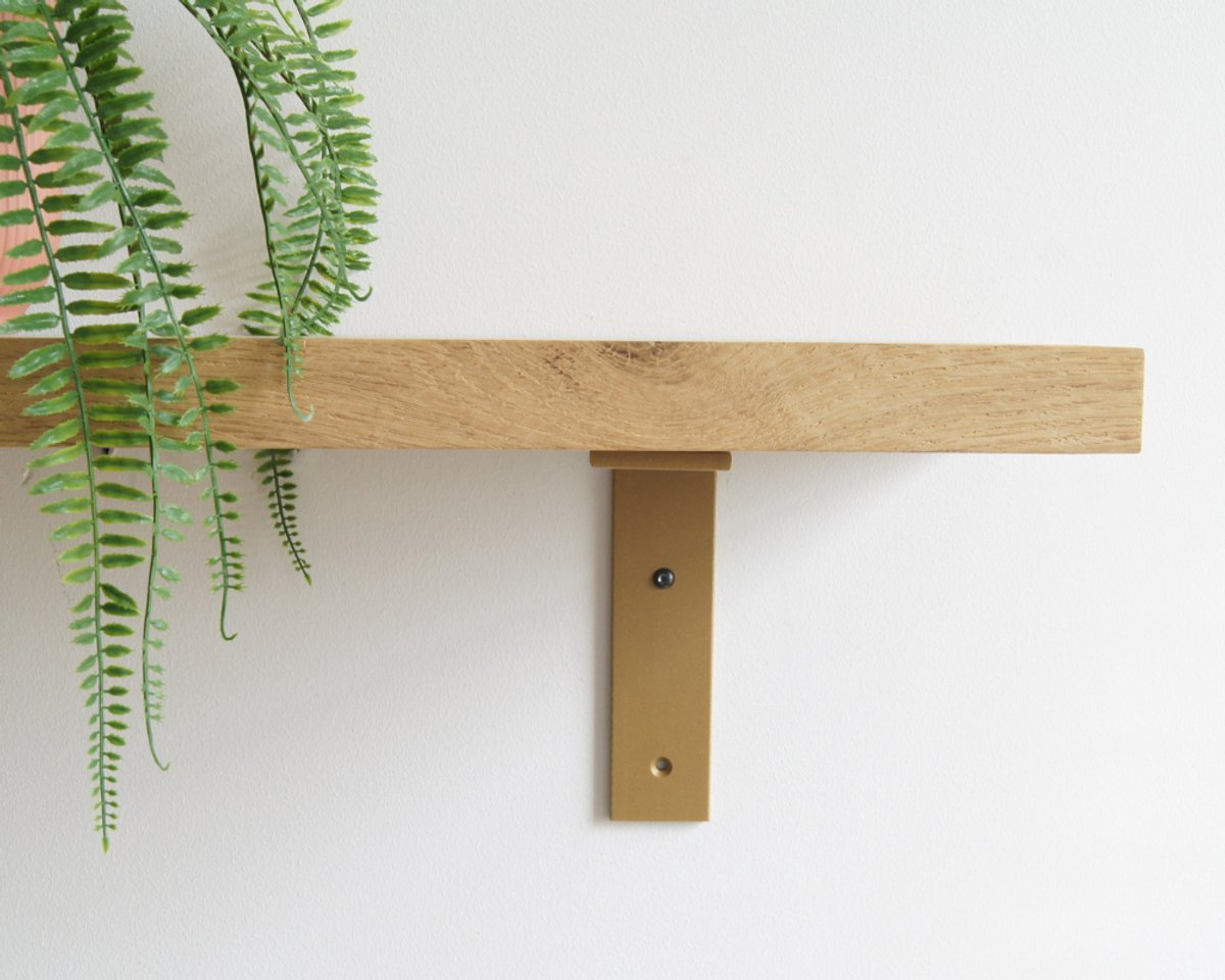 STERKSTAEL Ares Industriële Plankdrager Goud - Stalen Wandplank Steun - Voor plank vanaf 20 cm tot 30 cm - Kleur Goud - inclusief bevestigingsmateriaal - Poedercoating - Wandsteun - 1 stuk