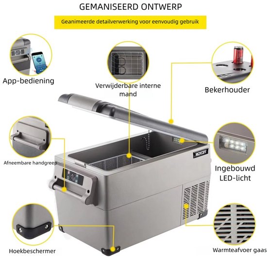 35L Auto Koelkast Compressor -20℃ tot 20℃ Dubbele Zone Vrieskast - 12/24V DC 230V AC met- App Bediening voor Auto, Camping & Thuis — afbeelding 3